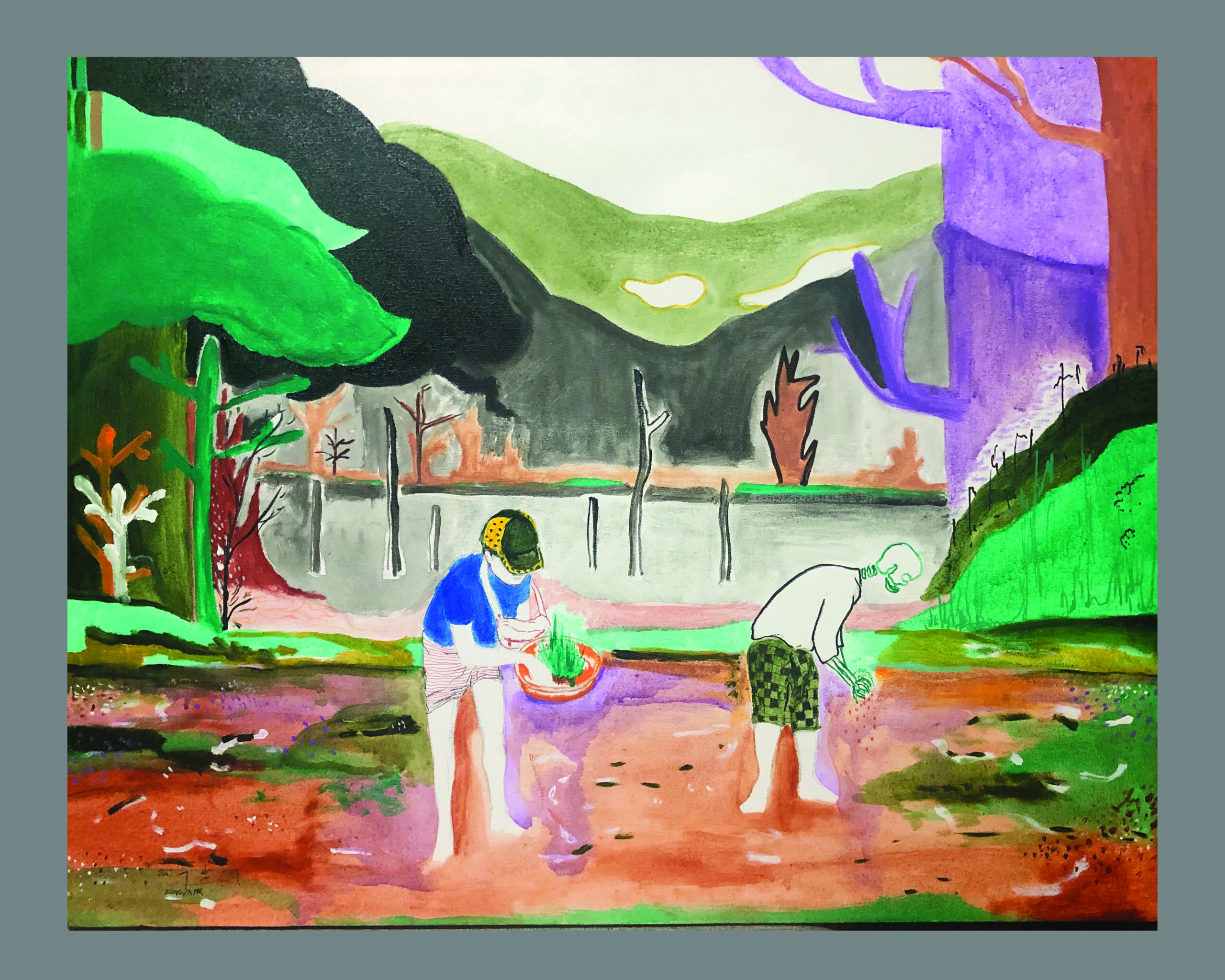 Maung Day, Seedlings, Acrylic on canvas, 55 x 75cm, 2022