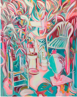 emi avora sculpture garden acrylic on canvas 120 x 90 cm 2023