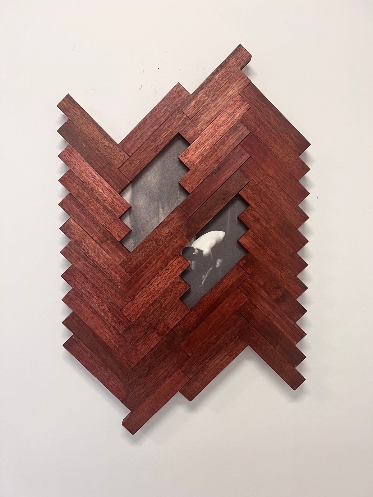 Intersections Dylan Chan Uncanny Landscape (till next time) 2025 Metranti Wood Oil stain Print on Felt marked paper 115 x 75 x 5 cm