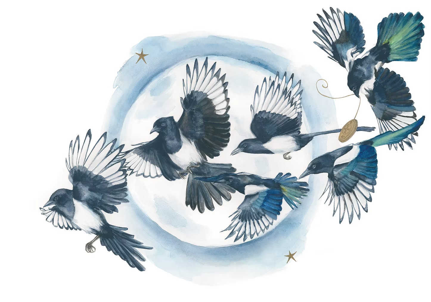 Cassy Oliphant, Bridge of Magpies, Giclee Print, 29.7 x 42 cm