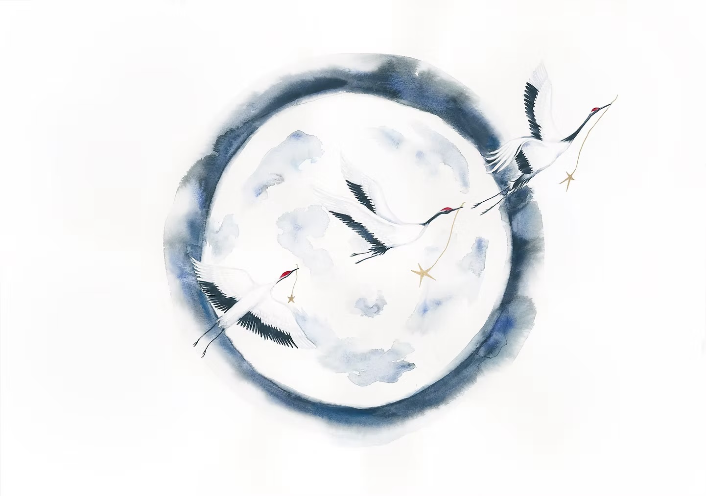 Cassy Oliphant, Cranes and Stars, Giclee print, 29. 7 x 42 cm,