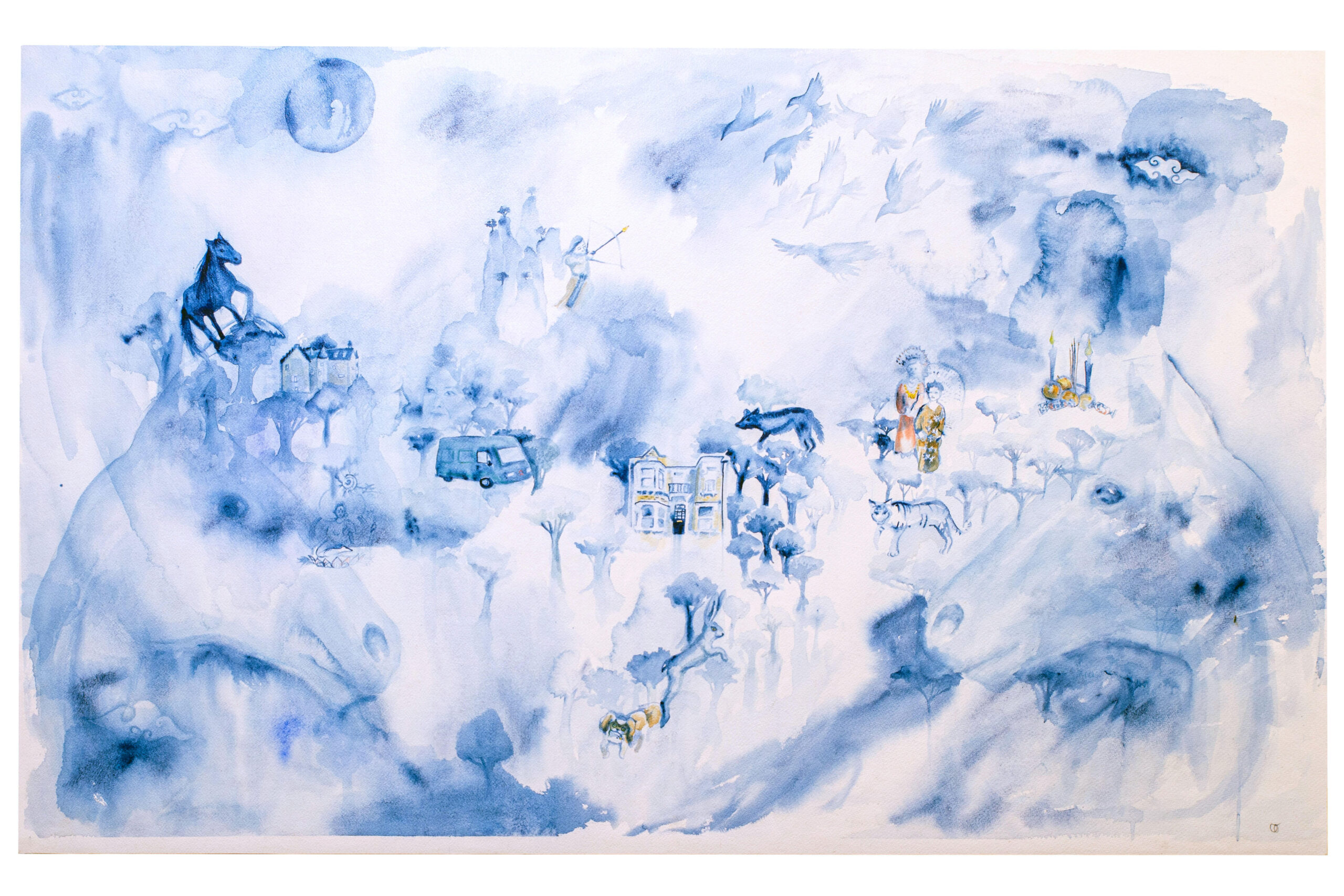 Cassy Oliphant, Glisk, Watercolur and Gold Leaf on Paper, 112.5 x 69.5 cm, 2025