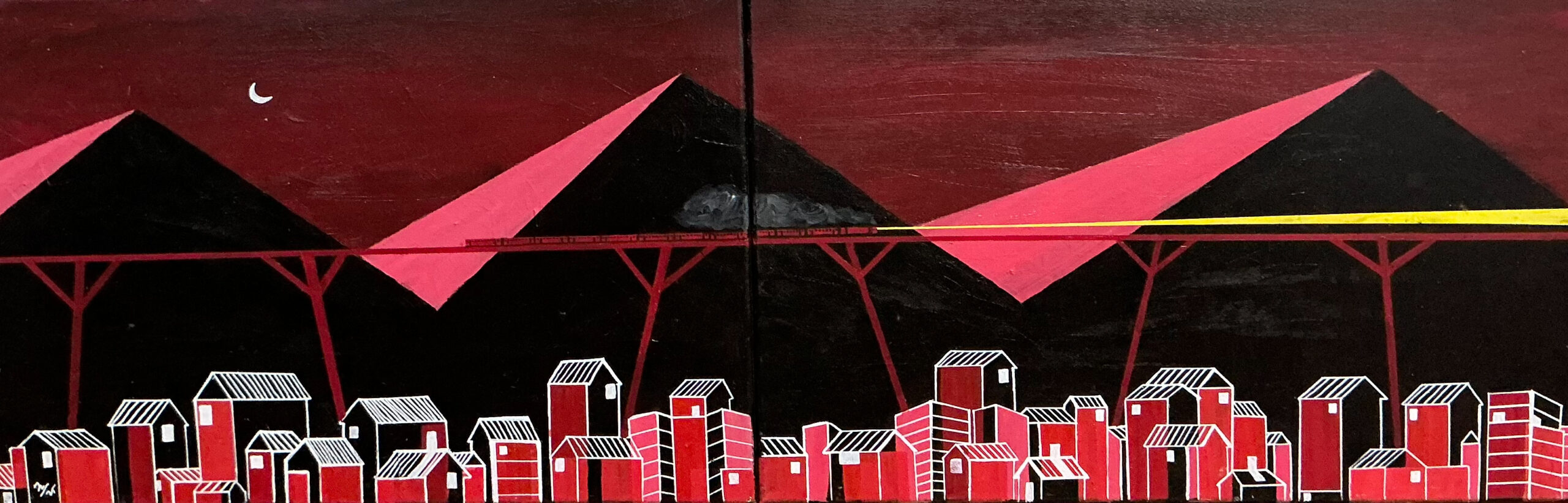Yeyint Naing, A Train in Dream 4, Acrylic on Canvas, 40 x 120cm, 2025, USD 1000